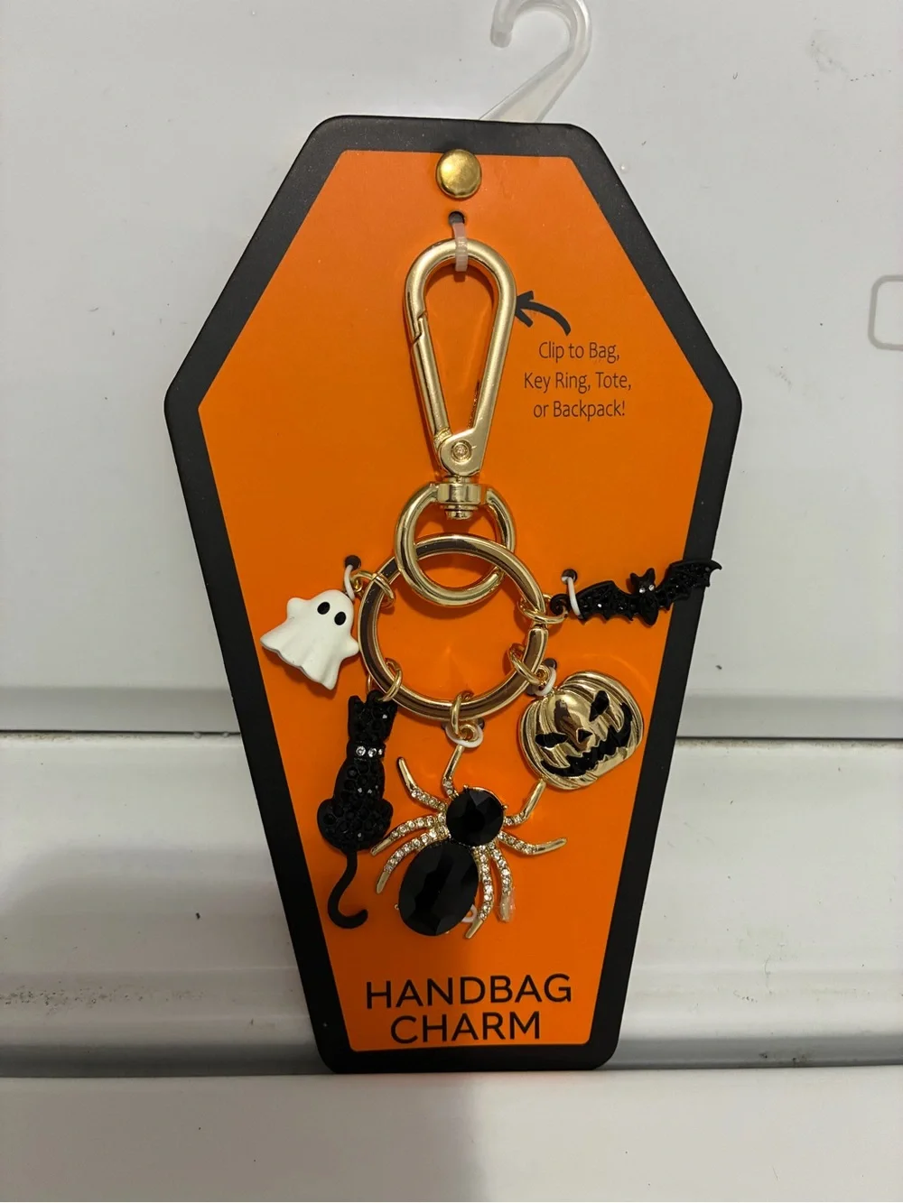 True to Form Halloween Handbag Charm Keychain - Black & Gold